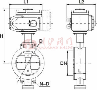 D971X、D973H電動(dòng)對夾蝶閥結(jié)構(gòu)圖