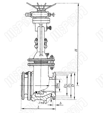 PZ941H、PZ941Y_電動(dòng)排渣閘閥結(jié)構(gòu)圖